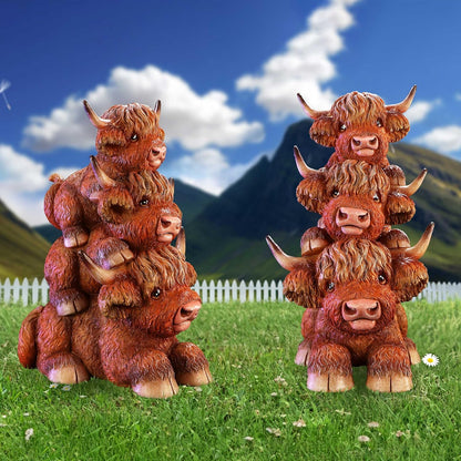 Nemesis Now Highland Totem Highland 3 Cows Figurine, Resin, Brown, Cast in the Finest Resin, Expertly Hand-Painted