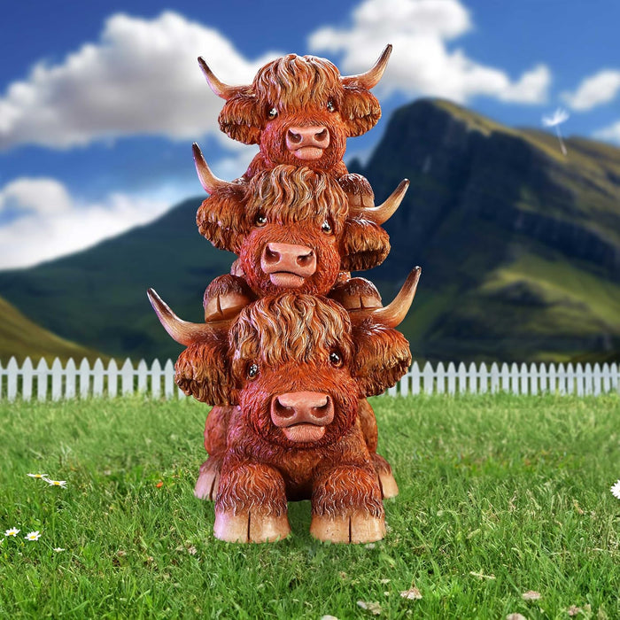 Nemesis Now Highland Totem Highland 3 Cows Figurine, Resin, Brown, Cast in the Finest Resin, Expertly Hand-Painted