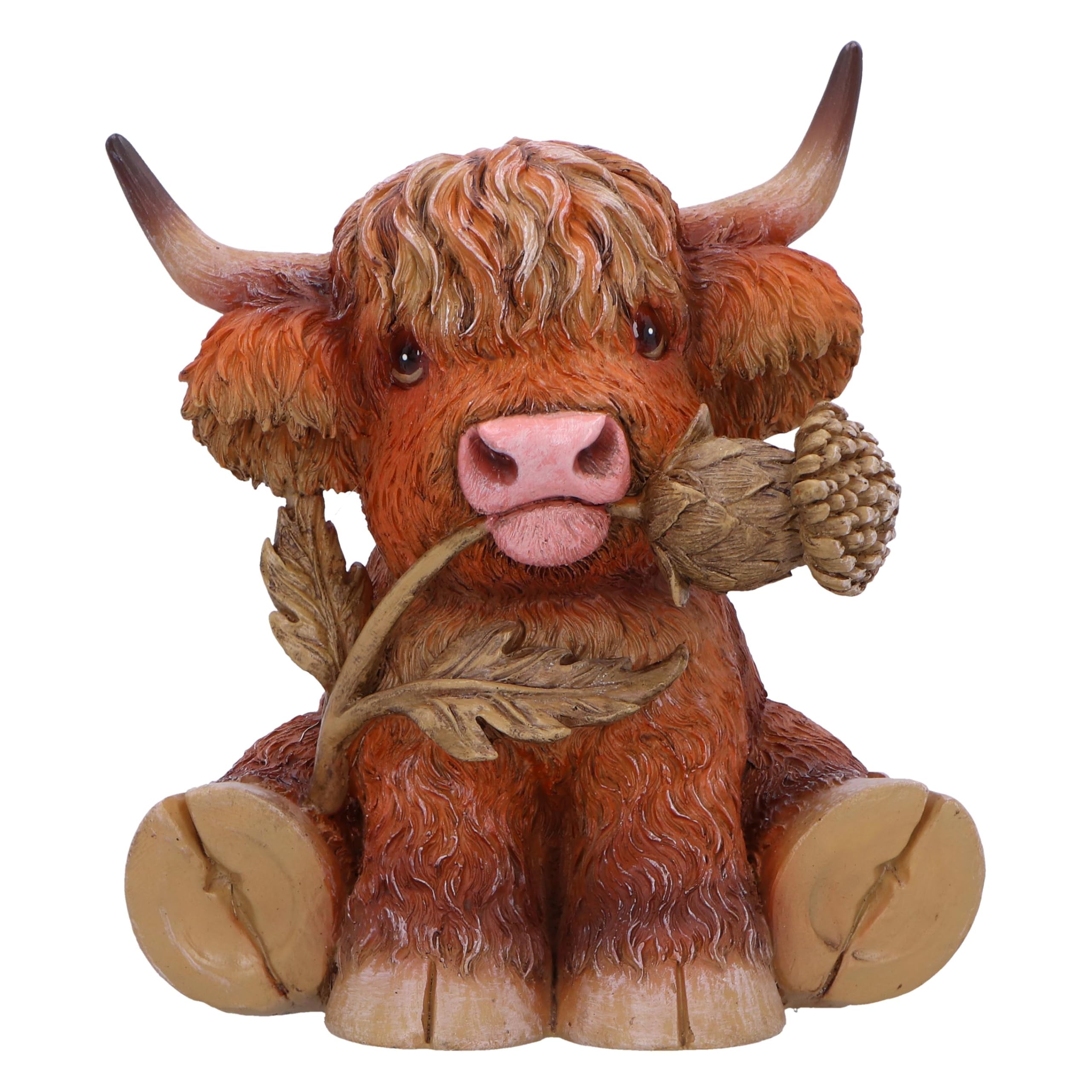 Nemesis Now Highland Thistle Highland Thistle Cow Figurine, Resin, Brown, Cast in the Finest Resin, Expertly Hand-Painted