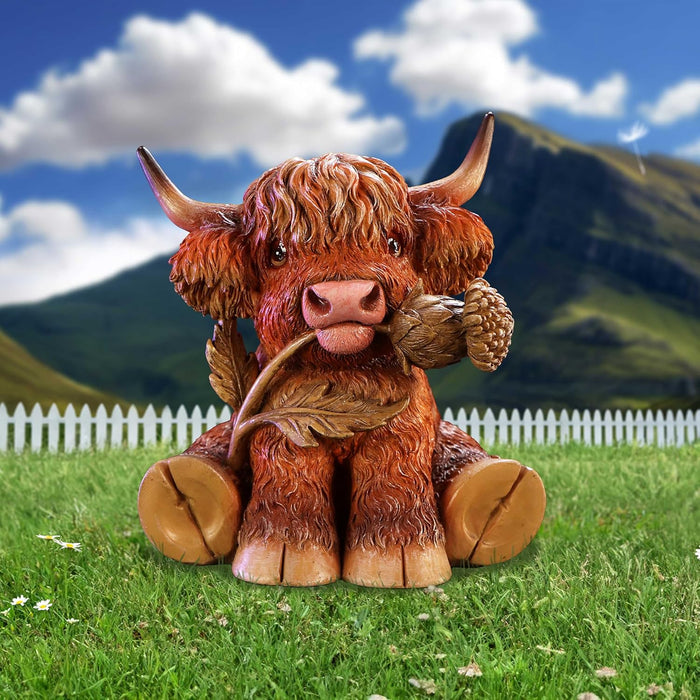 Nemesis Now Highland Thistle Highland Thistle Cow Figurine, Resin, Brown, Cast in the Finest Resin, Expertly Hand-Painted