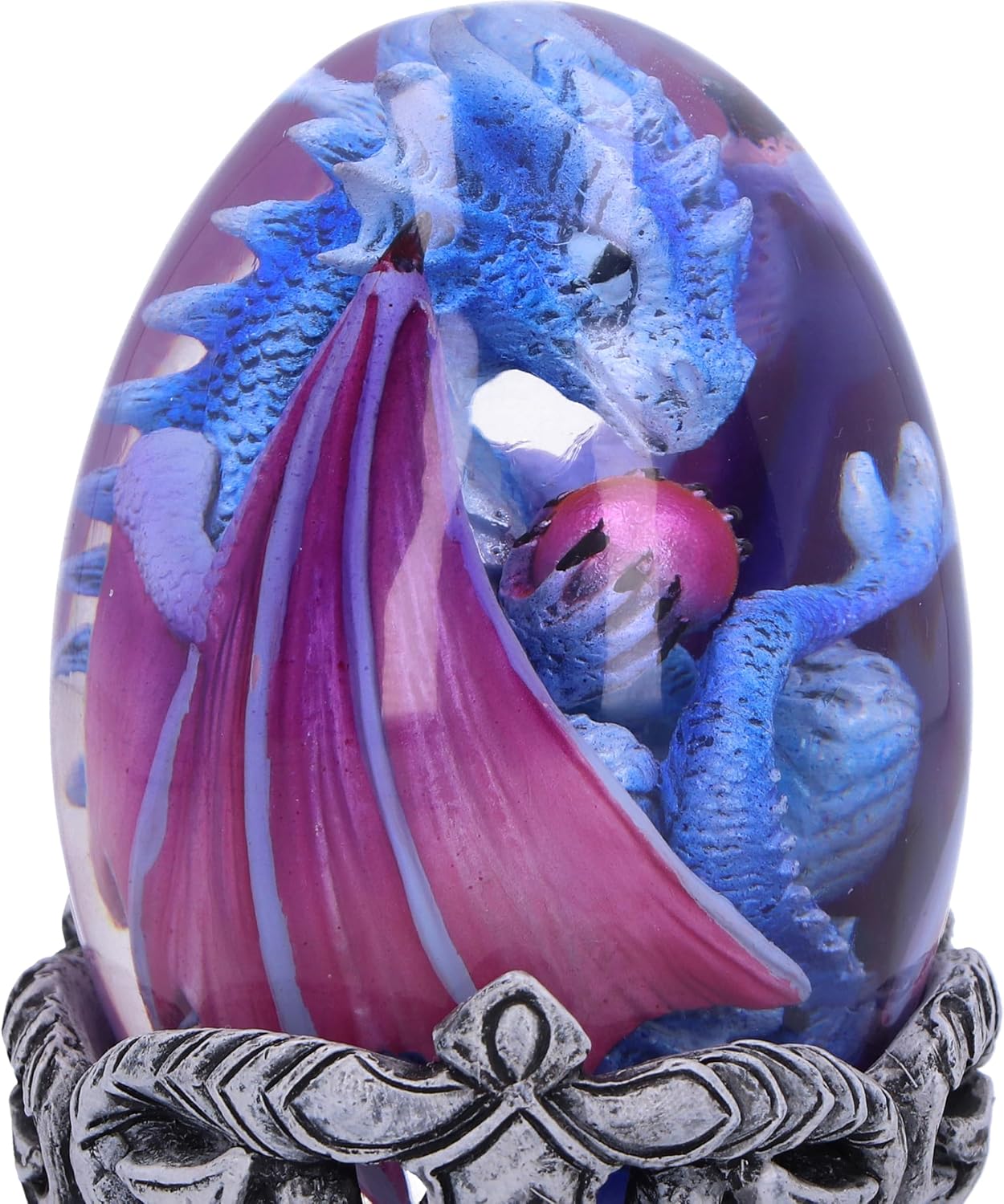 Nemesis Now Elemental Dragonlings - Water Silver/Purple/Blue Dragon Glass Egg Figurine, Resin, Silver/Purple/Blue, Cast in the Finest Resin, Expertly Hand-Painted