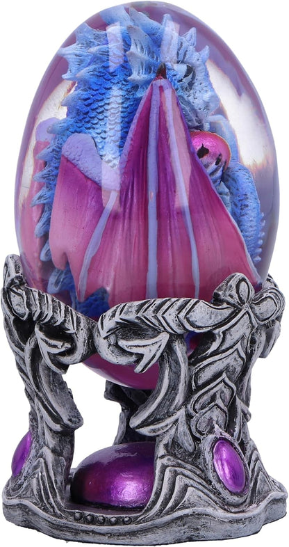 Nemesis Now Elemental Dragonlings - Water Silver/Purple/Blue Dragon Glass Egg Figurine, Resin, Silver/Purple/Blue, Cast in the Finest Resin, Expertly Hand-Painted