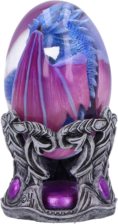 Nemesis Now Elemental Dragonlings - Water Silver/Purple/Blue Dragon Glass Egg Figurine, Resin, Silver/Purple/Blue, Cast in the Finest Resin, Expertly Hand-Painted