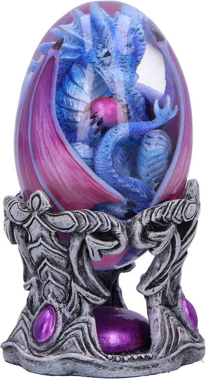 Nemesis Now Elemental Dragonlings - Water Silver/Purple/Blue Dragon Glass Egg Figurine, Resin, Silver/Purple/Blue, Cast in the Finest Resin, Expertly Hand-Painted