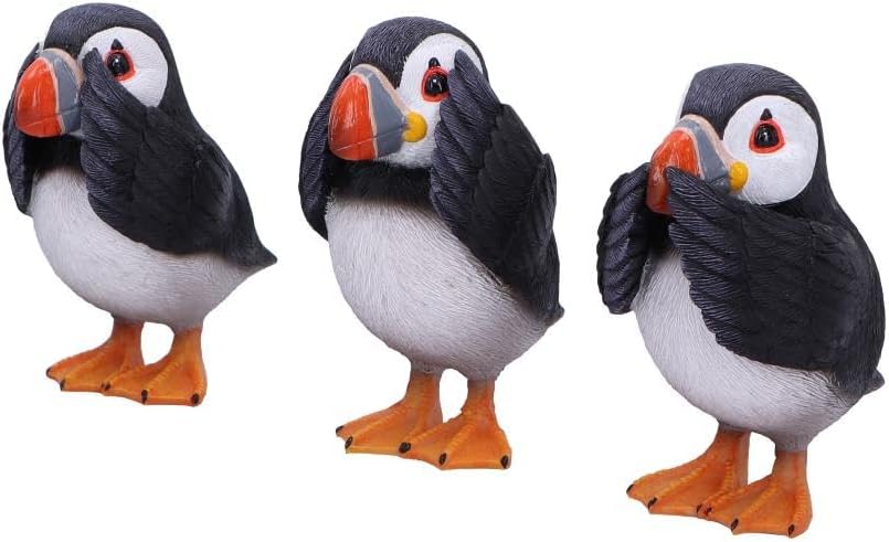 Nemesis Now Three Wise Puffins Set of 3 Puffins Figurines 8cm, Resin, Black/White, Cast in the Finest Resin, Expertly Hand-Painted