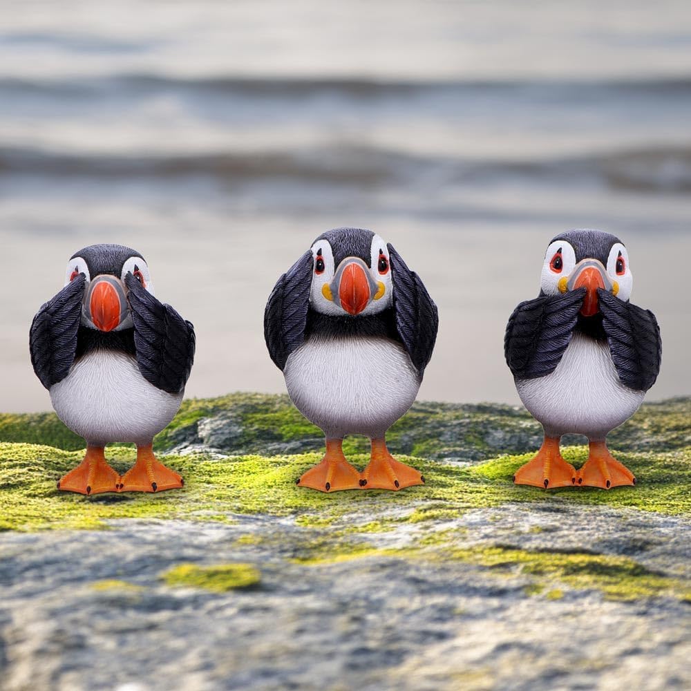 Nemesis Now Three Wise Puffins Set of 3 Puffins Figurines 8cm, Resin, Black/White, Cast in the Finest Resin, Expertly Hand-Painted