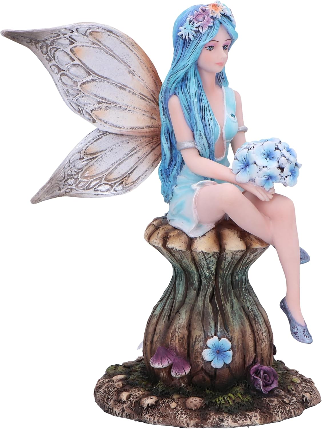 Nemesis Now Bryony Fairy on Mushroom Blue, Resin, Cast in the Finest Resin, Expertly Hand-Painted
