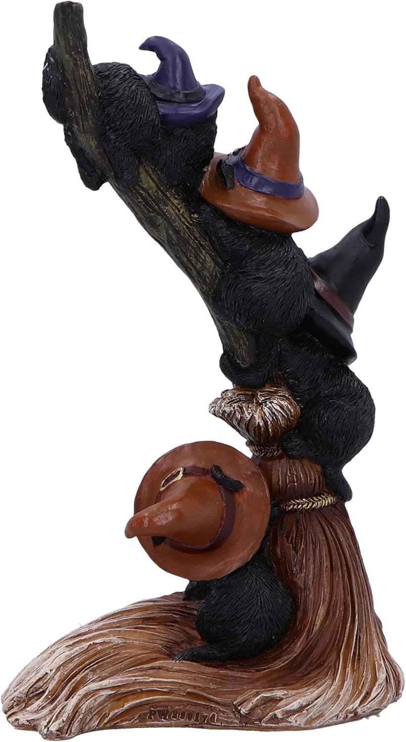 Nemesis Now Broomstick Kindle Cats & Brooms 21cm, Resin, Cast in the Finest Resin, Expertly Hand-Painted