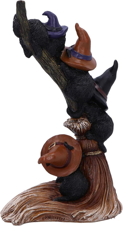 Nemesis Now Broomstick Kindle Cats & Brooms 21cm, Resin, Cast in the Finest Resin, Expertly Hand-Painted