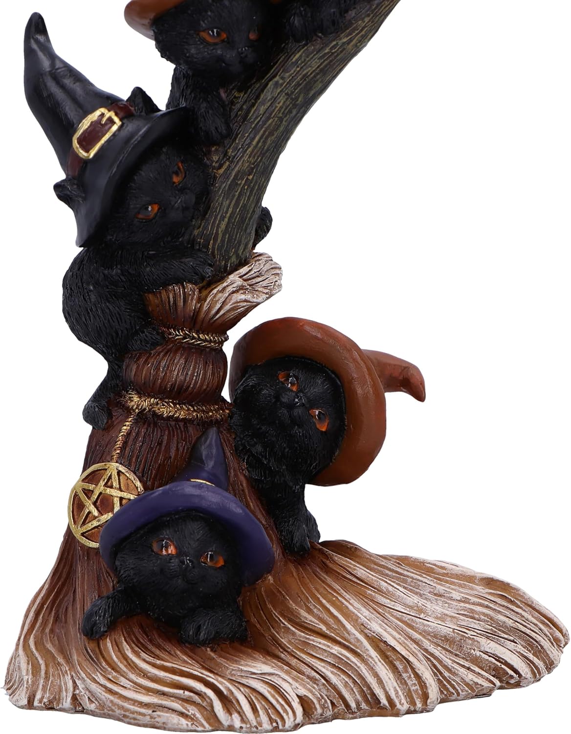 Nemesis Now Broomstick Kindle Cats & Brooms 21cm, Resin, Cast in the Finest Resin, Expertly Hand-Painted