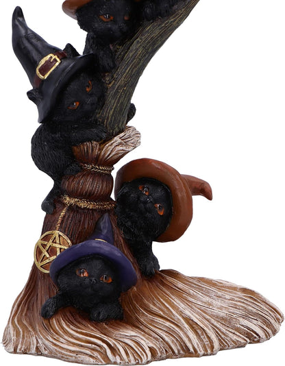 Nemesis Now Broomstick Kindle Cats & Brooms 21cm, Resin, Cast in the Finest Resin, Expertly Hand-Painted