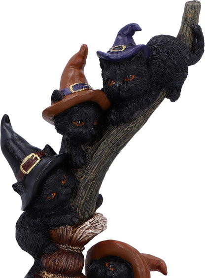 Nemesis Now Broomstick Kindle Cats & Brooms 21cm, Resin, Cast in the Finest Resin, Expertly Hand-Painted