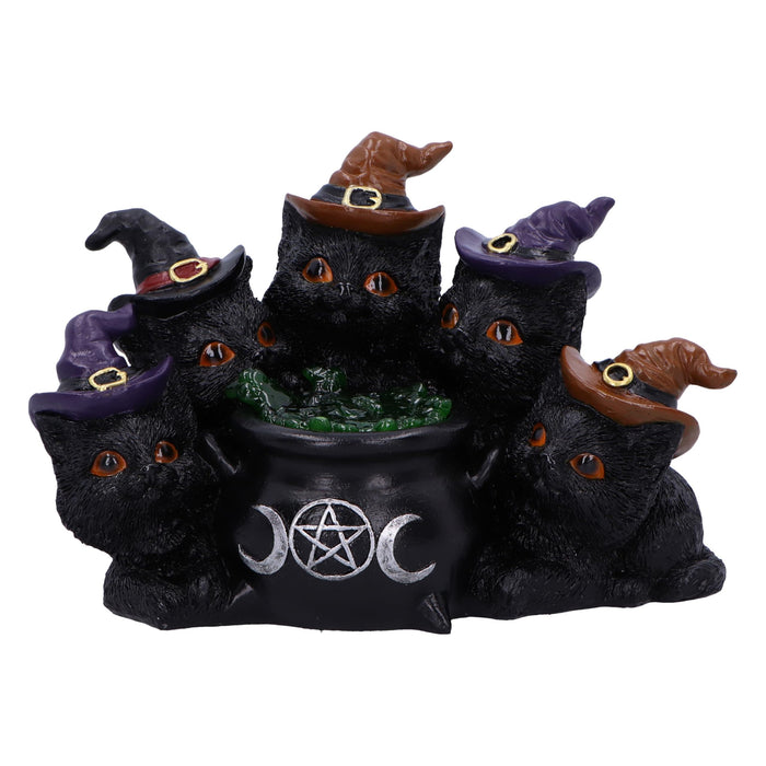Nemesis Now Kindle's Potion Cat & Cauldron LED 18.8cm, Resin, Cast in the Finest Resin, Expertly Hand-Painted