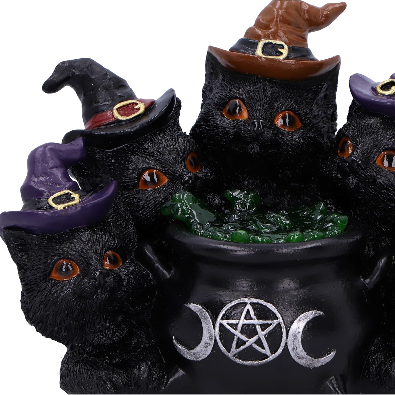 Nemesis Now Kindle's Potion Cat & Cauldron LED 18.8cm, Resin, Cast in the Finest Resin, Expertly Hand-Painted