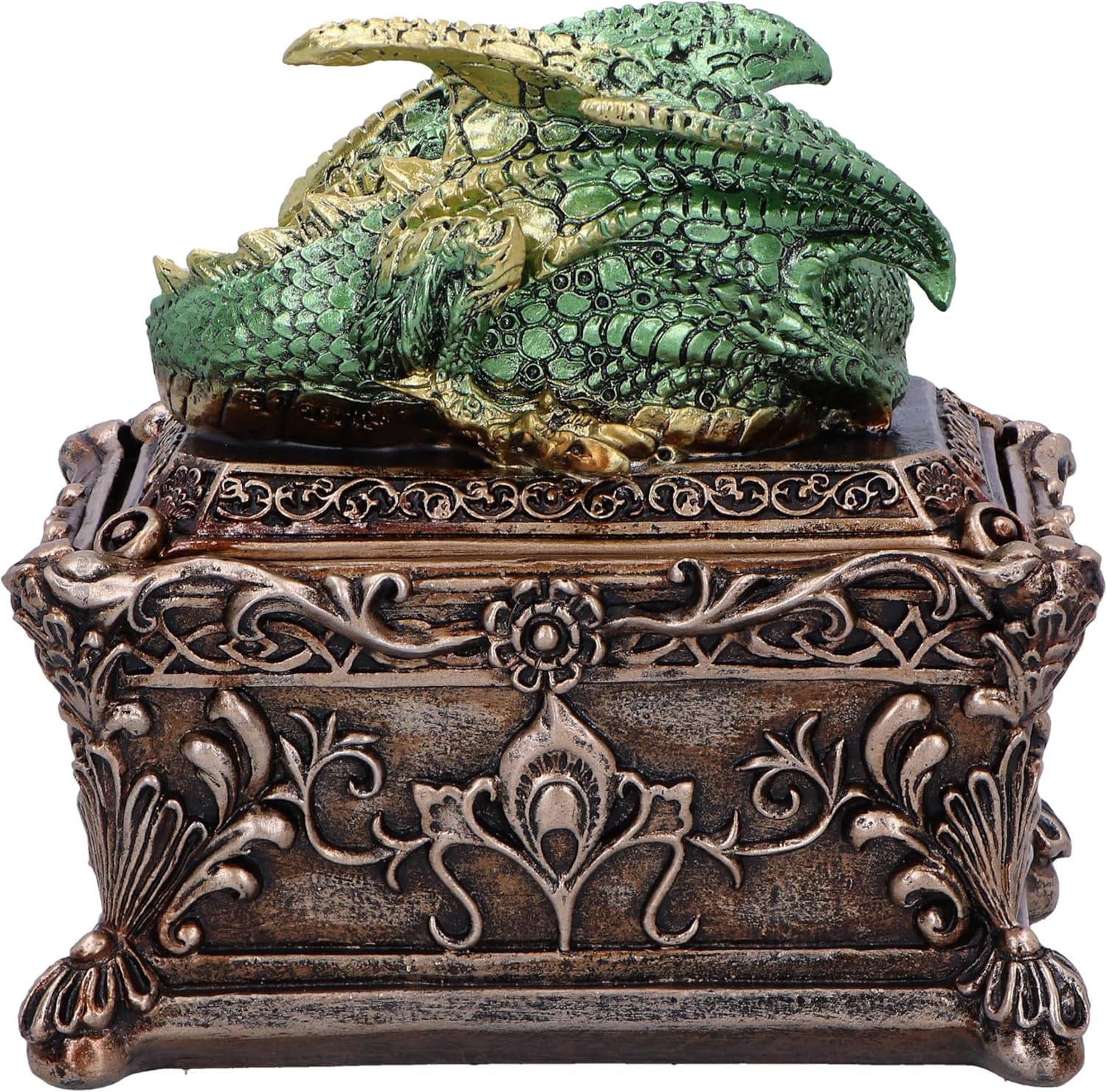 Nemesis Now Guardian of the Hoard Dragon on Box 13cm, Resin, Bronze, Cast in the Finest Resin, Expertly Hand-Painted