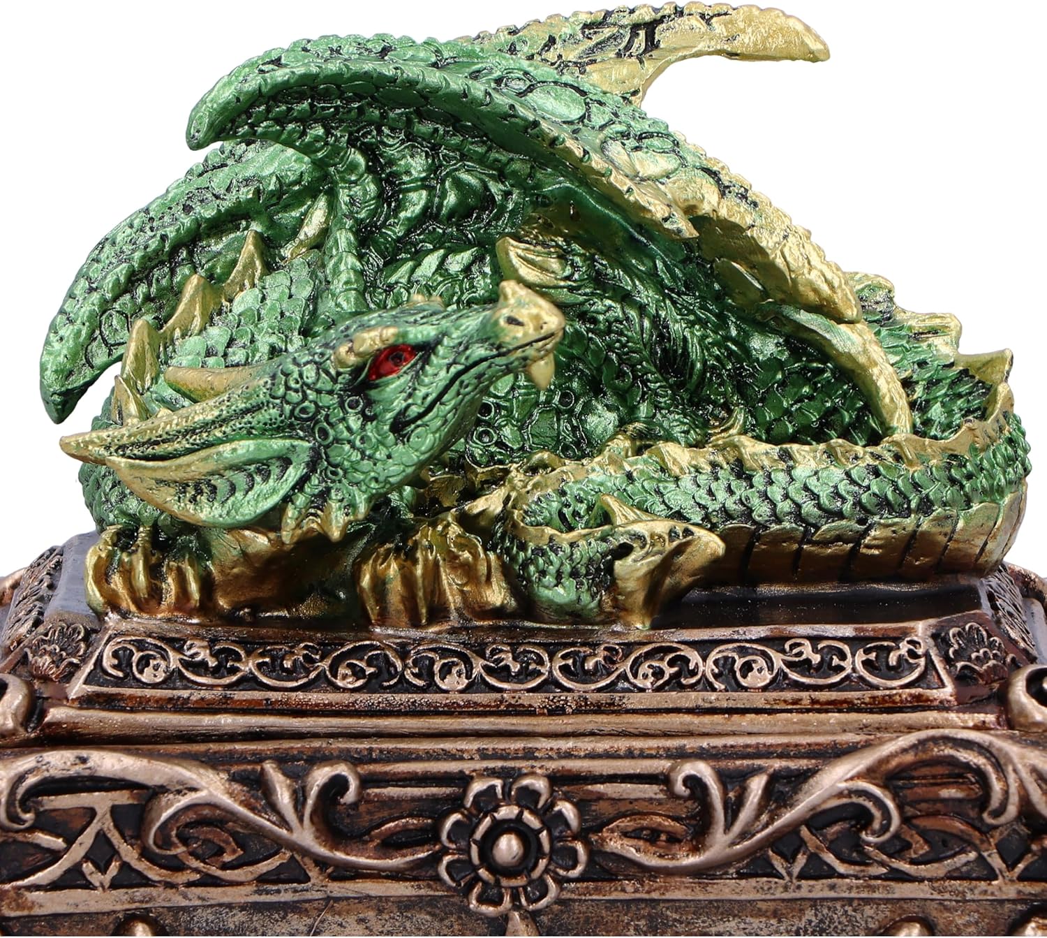 Nemesis Now Guardian of the Hoard Dragon on Box 13cm, Resin, Bronze, Cast in the Finest Resin, Expertly Hand-Painted