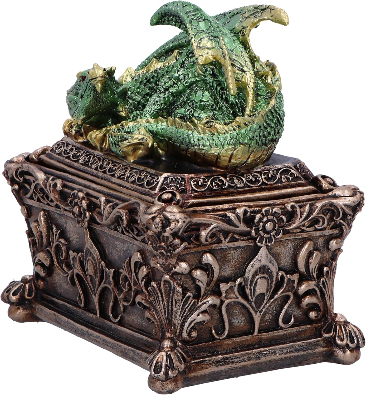 Nemesis Now Guardian of the Hoard Dragon on Box 13cm, Resin, Bronze, Cast in the Finest Resin, Expertly Hand-Painted