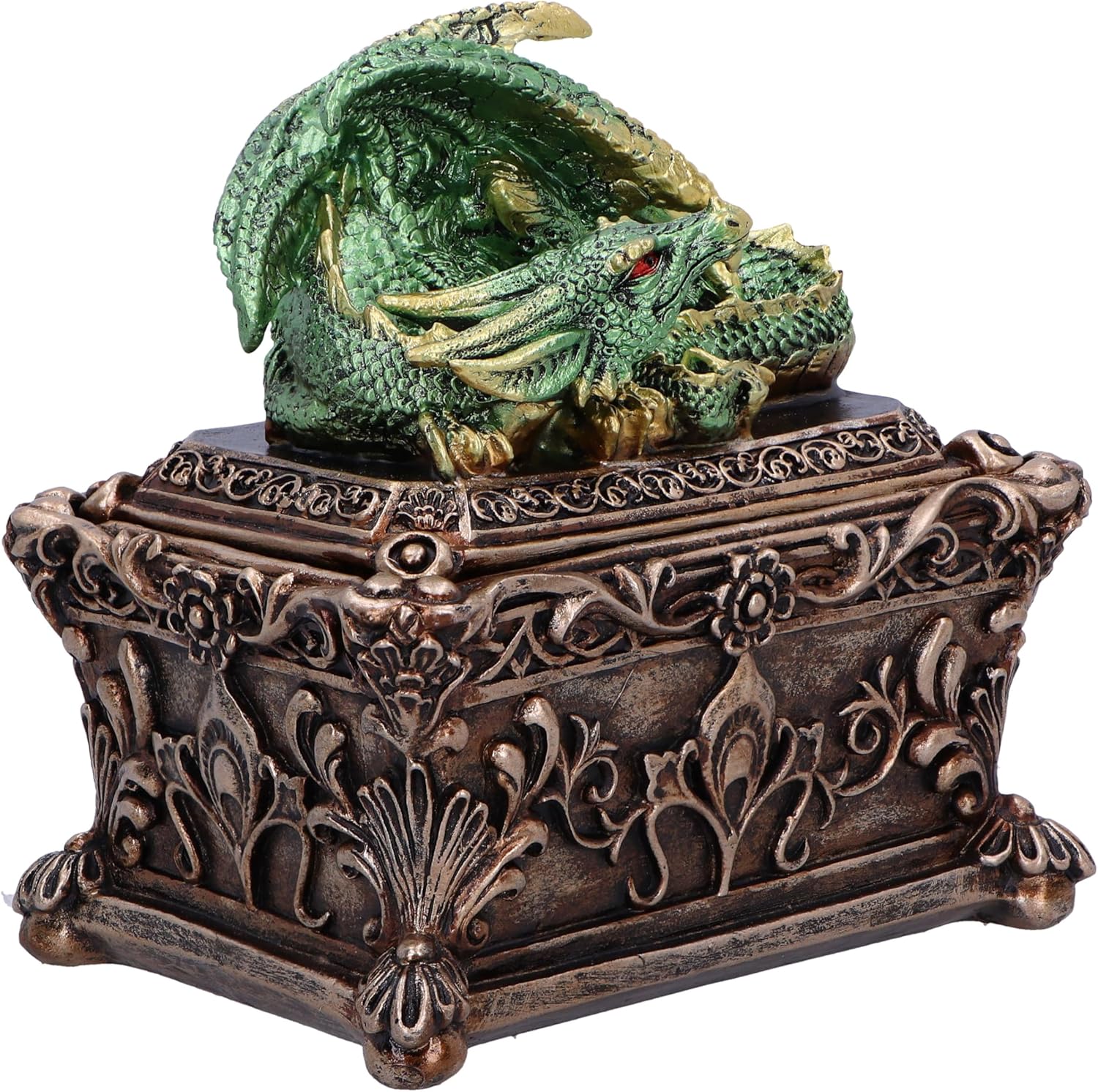 Nemesis Now Guardian of the Hoard Dragon on Box 13cm, Resin, Bronze, Cast in the Finest Resin, Expertly Hand-Painted