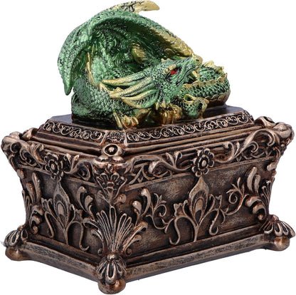 Nemesis Now Guardian of the Hoard Dragon on Box 13cm, Resin, Bronze, Cast in the Finest Resin, Expertly Hand-Painted