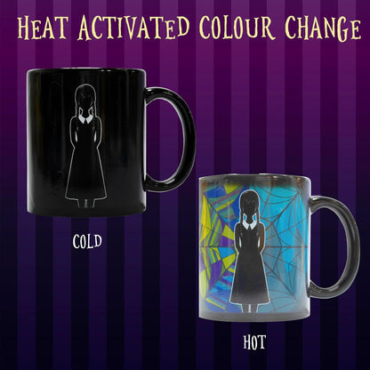Blue Sky Studios Wednesday Colour Changing Coffee Mug, Heat Activated Ophelia Hall Stained Glass Window Design, Licensed Merchandise & Gift