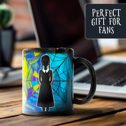 Blue Sky Studios Wednesday Colour Changing Coffee Mug, Heat Activated Ophelia Hall Stained Glass Window Design, Licensed Merchandise & Gift