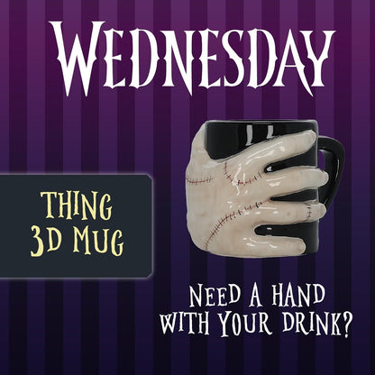 Blue Sky Studios Wednesday Ceramic Coffee Mug, 3D Thing Hand, Licensed Merchandise & Collectible Gift