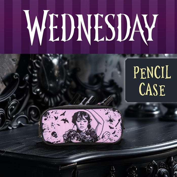 Blue Sky Studios Wednesday Pencil Pouch Wednesday Addams Gifts Merchandise Merch Small Travel Bag for Carrying Stationery Pens School Supplies Makeup - Darkness