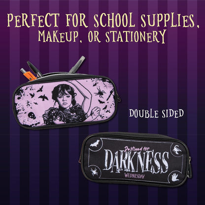 Blue Sky Studios Wednesday Pencil Pouch Wednesday Addams Gifts Merchandise Merch Small Travel Bag for Carrying Stationery Pens School Supplies Makeup - Darkness