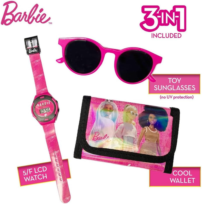 Barbie Fashion Set, Girls Toy Gift Set: LCD Watch, Sunglasses, and Wallet - for Kids Ages 3 and Up