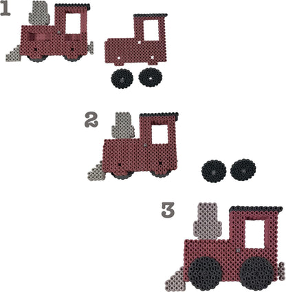 Hama Art - 3D Birthday Train | Approx. 6.000 Beads, 3 pegboards, 4 Hama Connectors, Colour Printed Design Sheet, Instructions & Ironing Paper