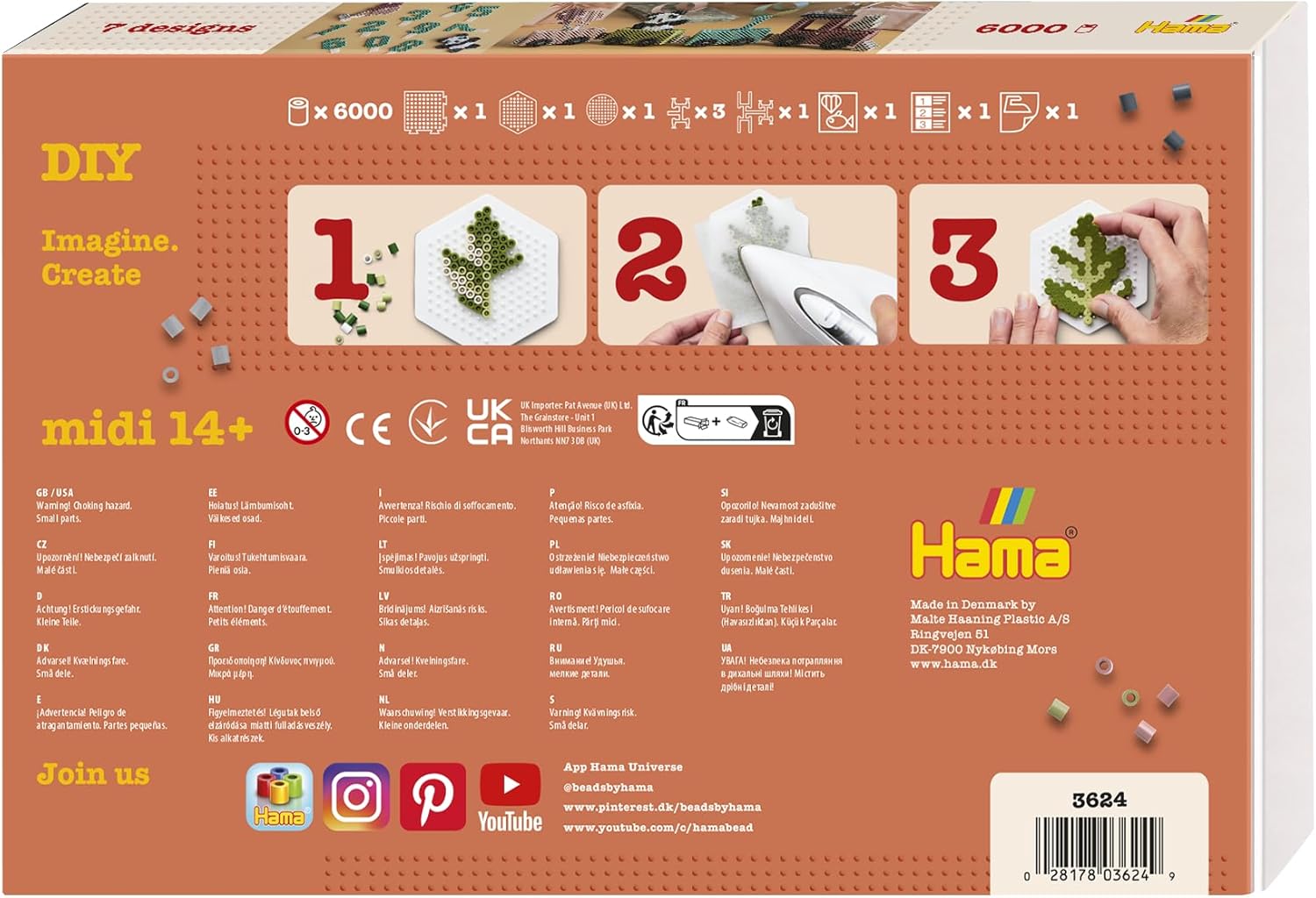 Hama Art - 3D Birthday Train | Approx. 6.000 Beads, 3 pegboards, 4 Hama Connectors, Colour Printed Design Sheet, Instructions & Ironing Paper