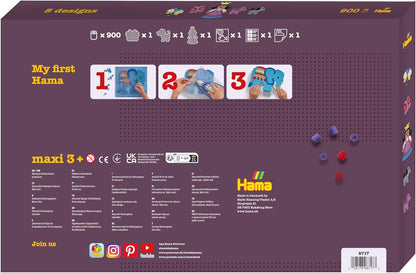 Hama Maxi Giant Gift Box | Approx. 900 Beads, 3 Transparent Pegboards, Colour Printed Design Sheet, Instructions & Ironing Paper