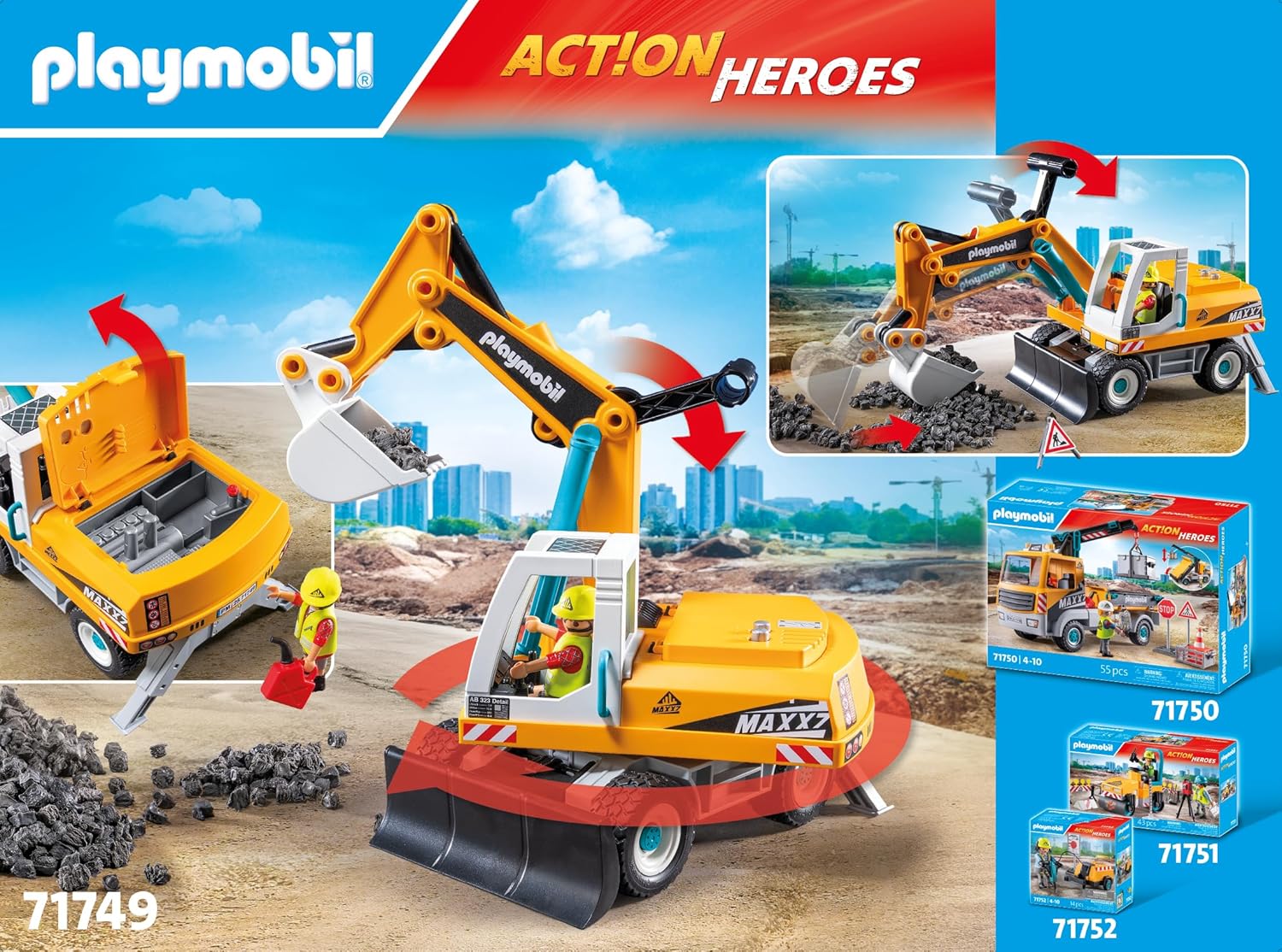 PLAYMOBIL | Action Heroes | Grote Graafmachine | Speelgoed voor kinderen | Graafmachine Set | Speelgoed voor kinderen vanaf 4 jaar | 71749