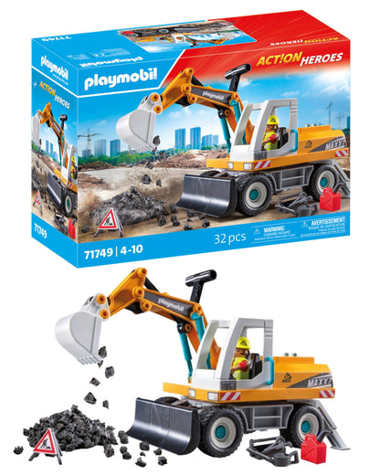 PLAYMOBIL | Action Heroes | Grote Graafmachine | Speelgoed voor kinderen | Graafmachine Set | Speelgoed voor kinderen vanaf 4 jaar | 71749