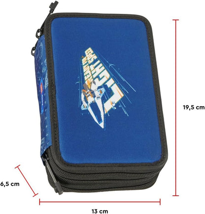 SKANDO BAGS Lego Ninjago Pencil Case, Stylish Writing Tool Organisation with Three Spacious Compartments, Secure Zips and Unique 1x1 Lego Details, Space Explorer, pencil case