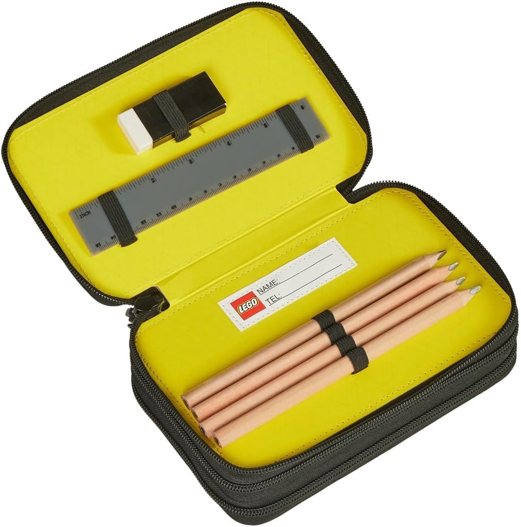 SKANDO BAGS Lego Ninjago Pencil Case, Stylish Writing Tool Organisation with Three Spacious Compartments, Secure Zips and Unique 1x1 Lego Details, Space Explorer, pencil case