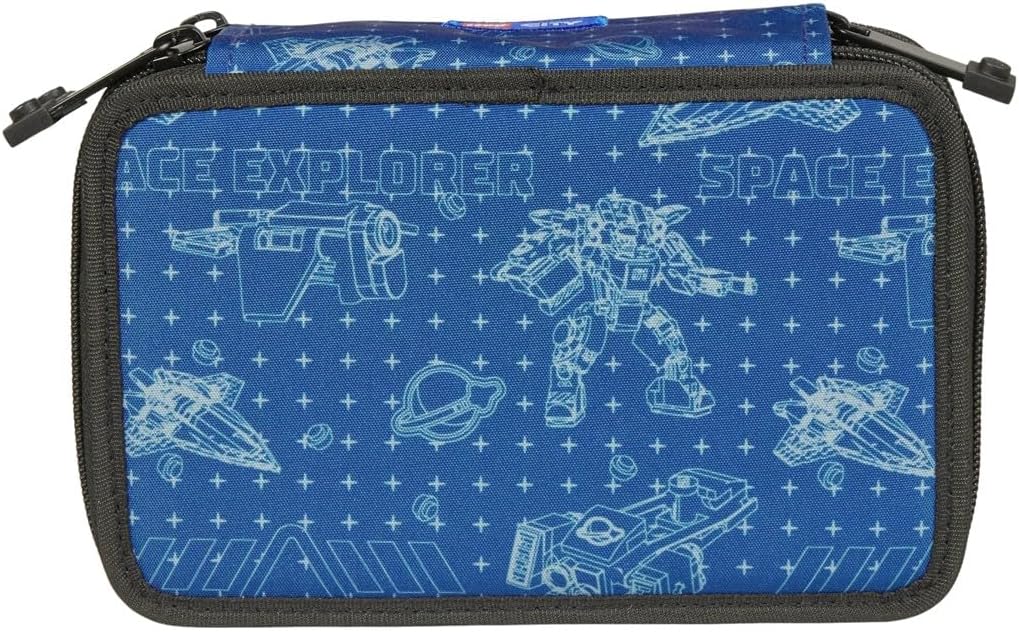 SKANDO BAGS Lego Ninjago Pencil Case, Stylish Writing Tool Organisation with Three Spacious Compartments, Secure Zips and Unique 1x1 Lego Details, Space Explorer, pencil case