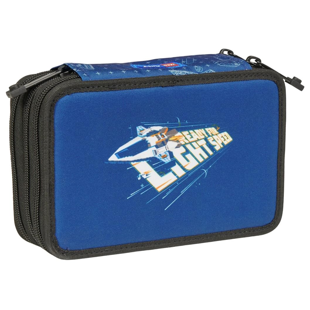 SKANDO BAGS Lego Ninjago Pencil Case, Stylish Writing Tool Organisation with Three Spacious Compartments, Secure Zips and Unique 1x1 Lego Details, Space Explorer, pencil case