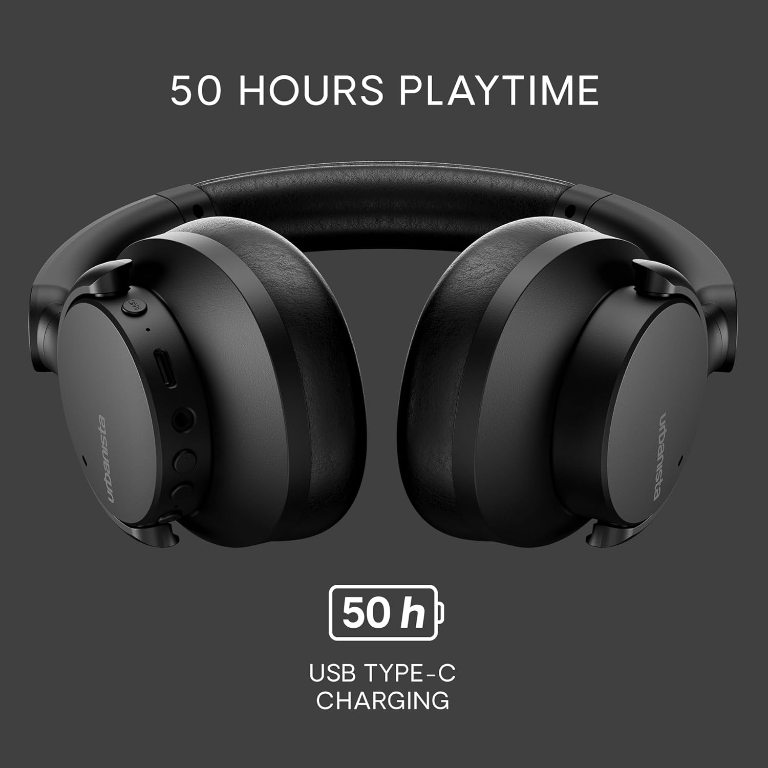 Urbanista Valencia Cuffie Bluetooth Over-Ear, Active Noise Cancelling, Cuffie Senza Fili Bluetooth, Tempo di riproduzione 50 ore, con modalità ANC, audio Hi-Res, bassi profondi, collegamento di 2