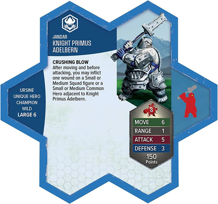 Renegade Games: Heroscape: Rising Tide – Knight Primus Adelbern & Ordo Borealis Army Expansion - 2 Fully Assembled Unpainted Miniatures & 2 Army Cards