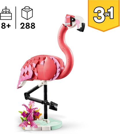 LEGO Creator 3in1 Wilde dieren: roze flamingo Speelgoed voor 8 jaar en Ouder, Verandert in Kaketoe en Axolotl, Creatief Bouwpakket voor Kinderen, Paascadeau voor Jongens en Meisjes 31170
