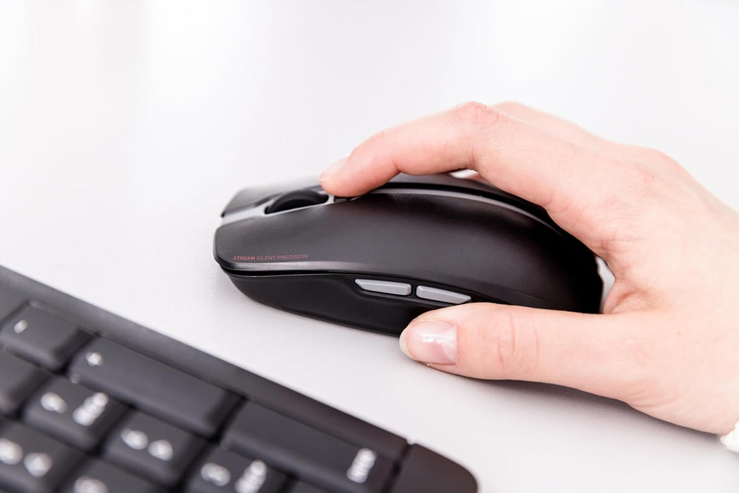 CHERRY STREAM DESKTOP RECHARGE, Wireless Desktop Set, UK Layout (QWERTY), 2.4 GHz RF, Quiet Keystrokes, Rechargeable, Black