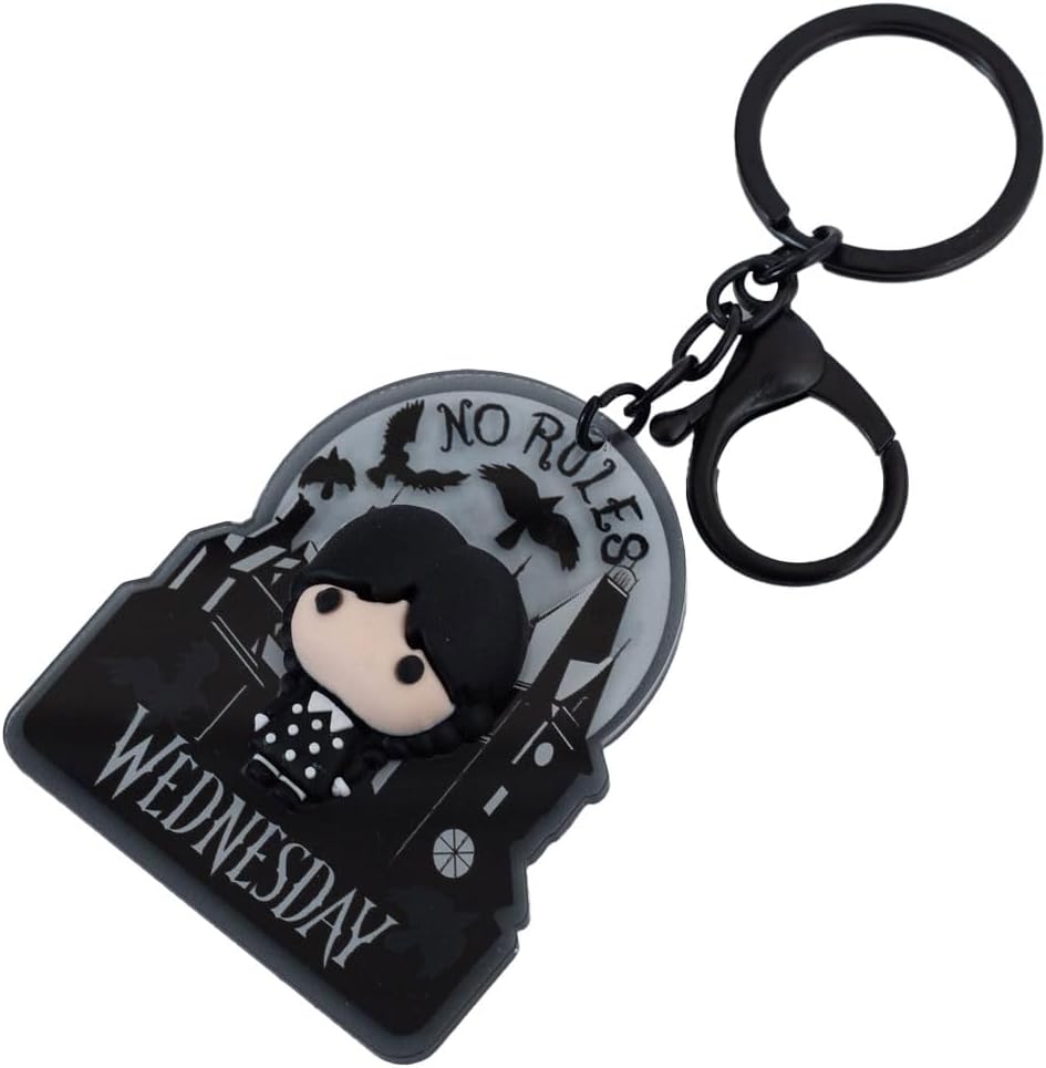 Wednesday No Rules Chibi 3D Keyring (One Size) (Black/Grey