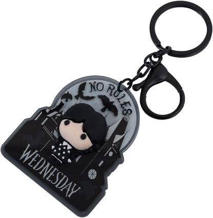 Wednesday No Rules Chibi 3D Keyring (One Size) (Black/Grey