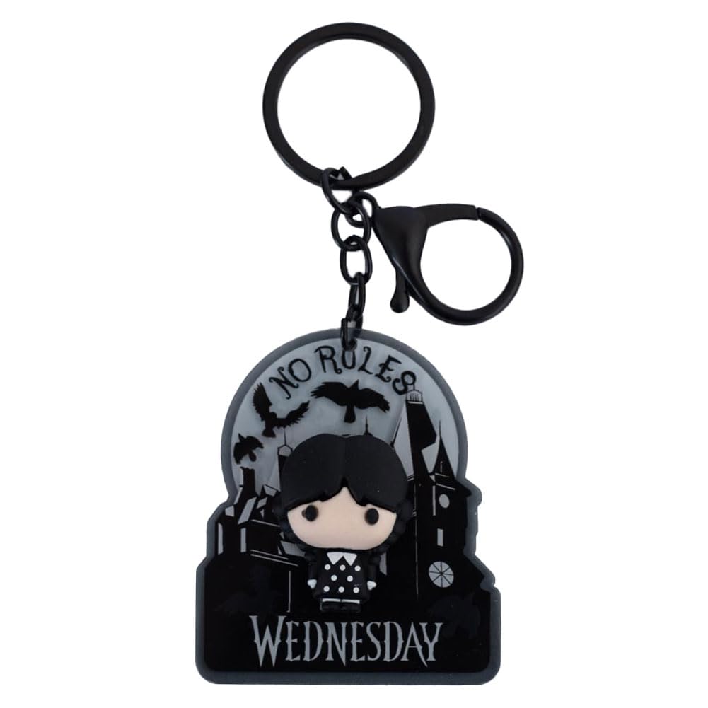 Wednesday No Rules Chibi 3D Keyring (One Size) (Black/Grey