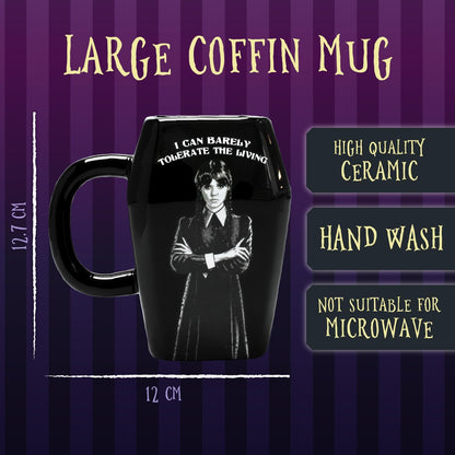 Blue Sky Studios Wednesday Coffin Coffee Mug & Sock Set, Sock Pair Size 4-7, Officially Licensed Wednesday Gift Pack & Merchandise