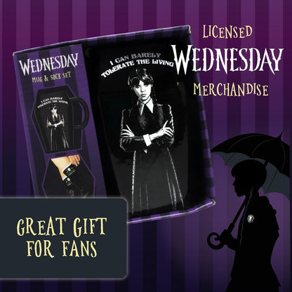 Blue Sky Studios Wednesday Coffin Coffee Mug & Sock Set, Sock Pair Size 4-7, Officially Licensed Wednesday Gift Pack & Merchandise
