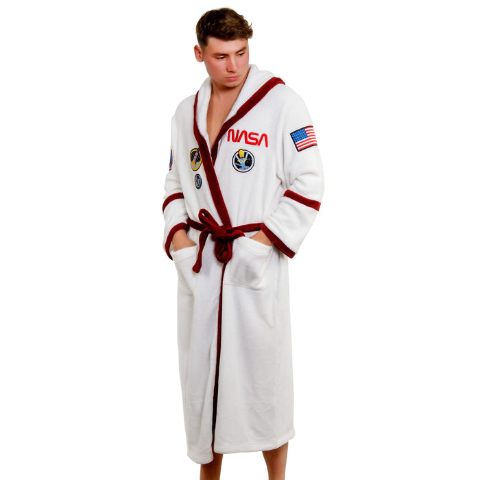 Merchoid NASA: Astronaut Hooded Adult Dressing Gown Bathrobe, Fleece, Super Soft, Officially Licenced