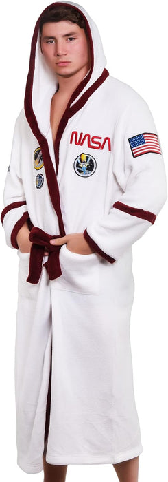 Merchoid NASA: Astronaut Hooded Adult Dressing Gown Bathrobe, Fleece, Super Soft, Officially Licenced