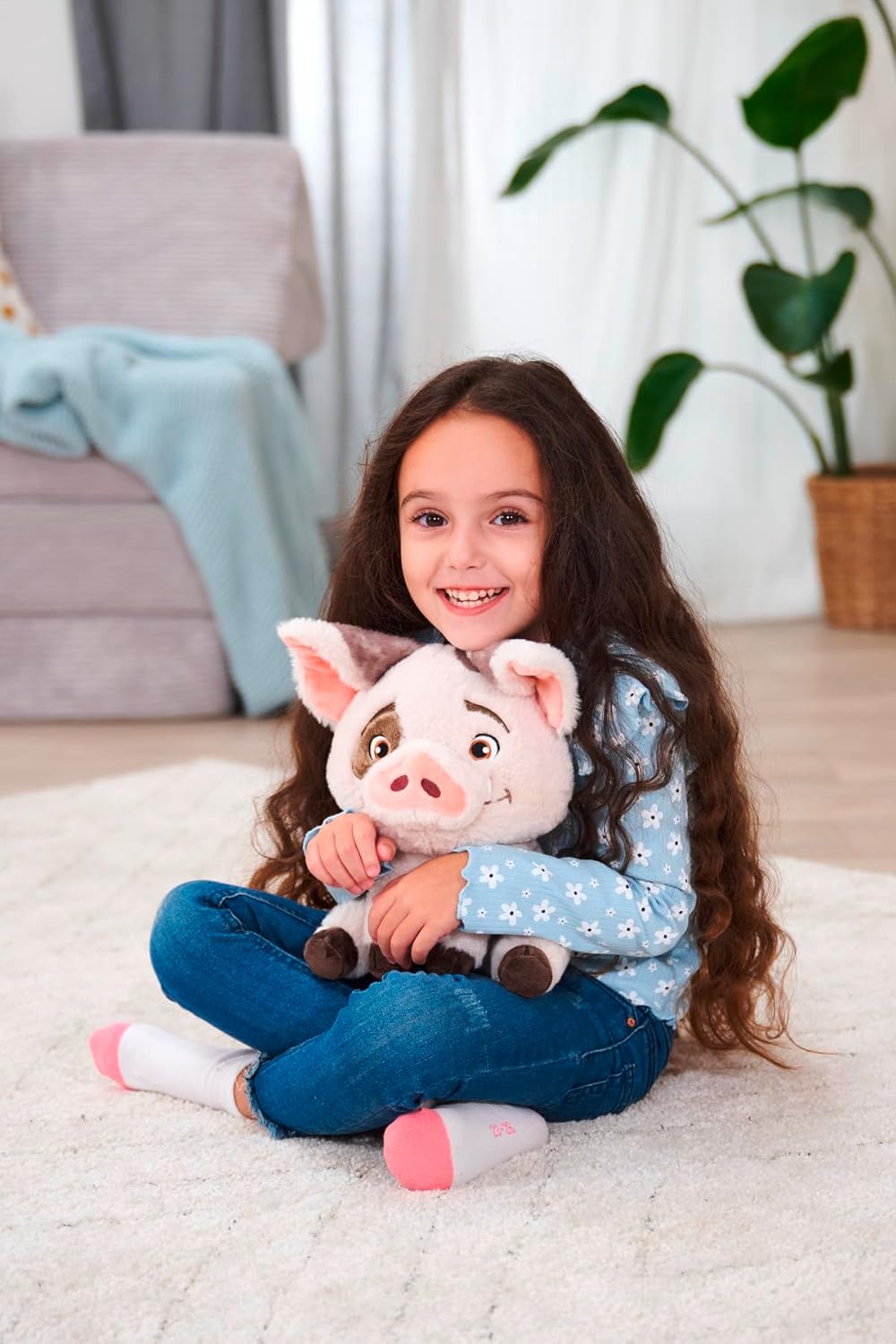 Pua 25 cm plush soft toy, Moana 2 soft cuddly plush Pig, Suitable from the First Months of Life, Pink